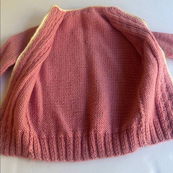 Vintage Pink Cable Knit Cardigan with White Buttons - Picture 3 of 5